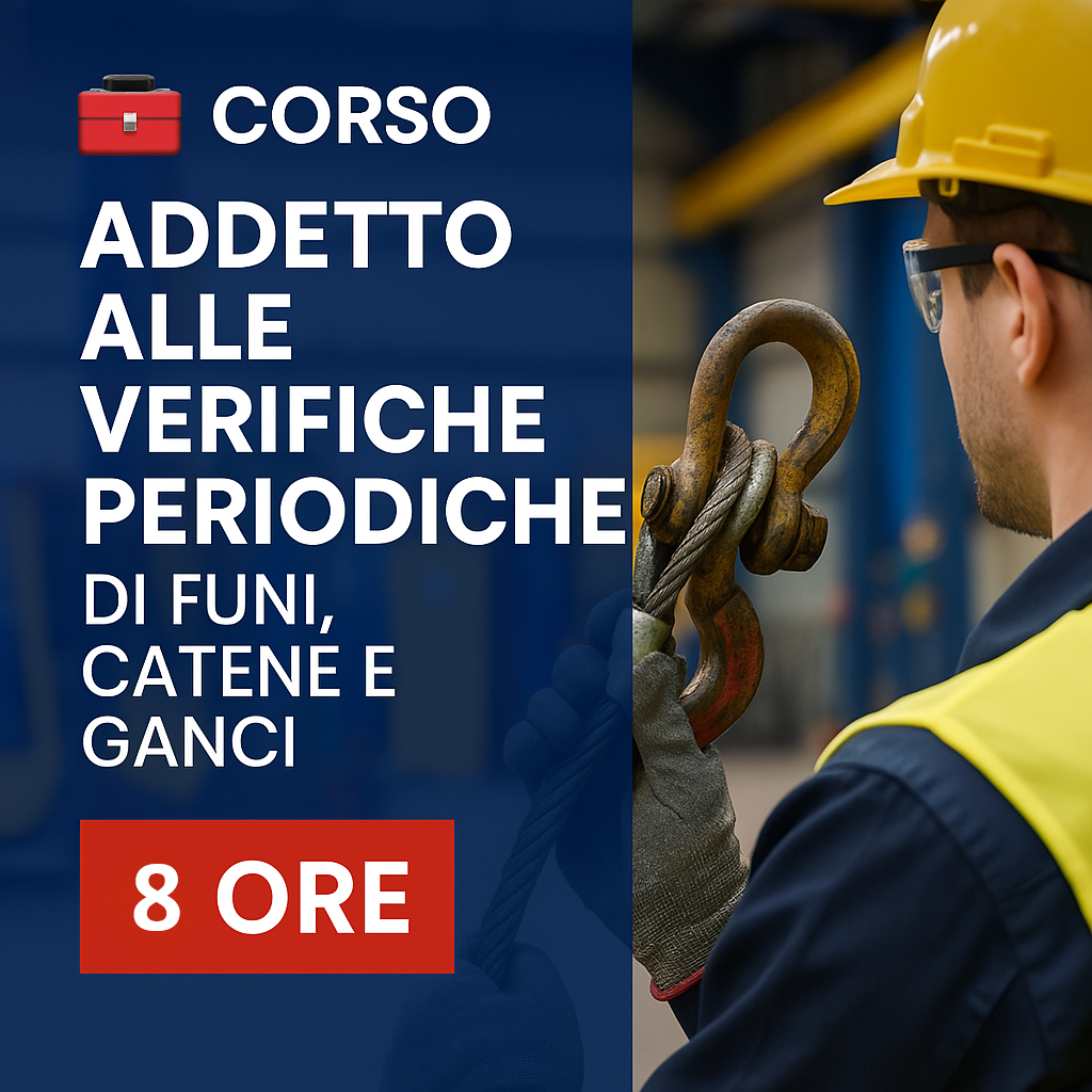 CORSO ADDETTO VERIFICHE PERIODICHE FUNI, CATENE E GANCI – 8 ore